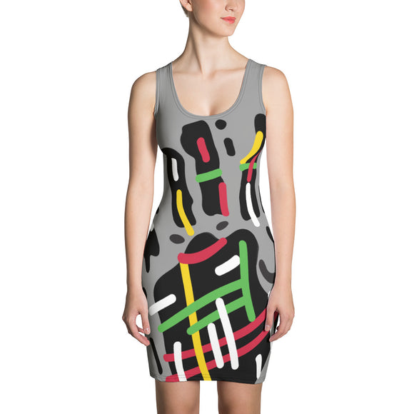 Color hand Sublimation Cut & Sew Dress - Shop Glamorous, gray diamond, Anew idea Apparel and Accessories online - mothings